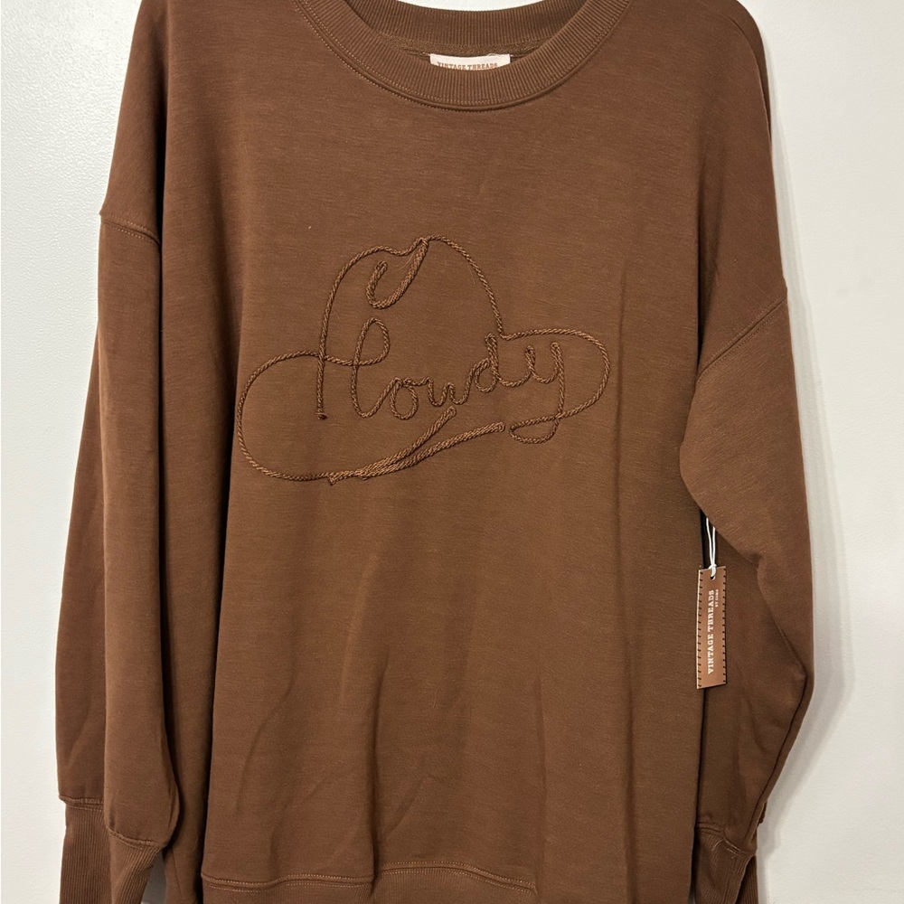 Cozy Brown 'Howdy' Sweatshirt